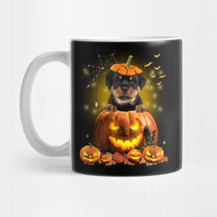 Rottweiler Spooky Halloween Pumpkin Dog Head Mug